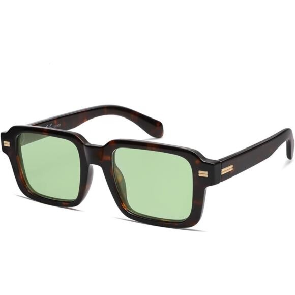Trendy Square Polarized Sunglasses for Women Men, 70s 80s Retro Vintage/green main image 5